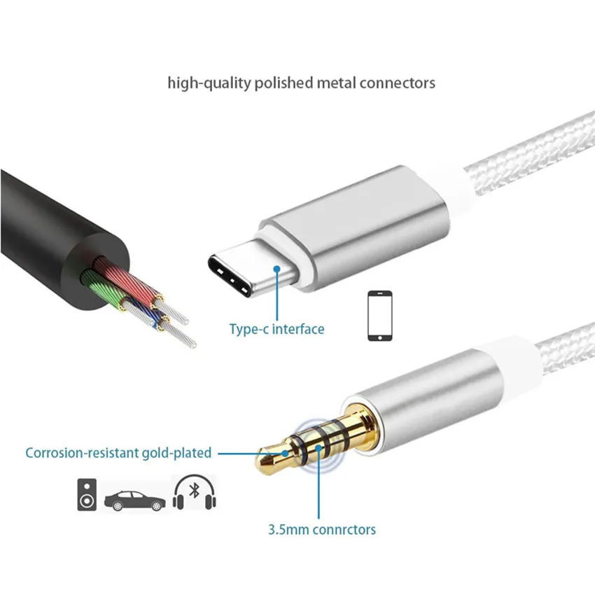 DLH CABLE ADAPTATEUR USB-C VERS JACK AUDIO 3.5 MM sur