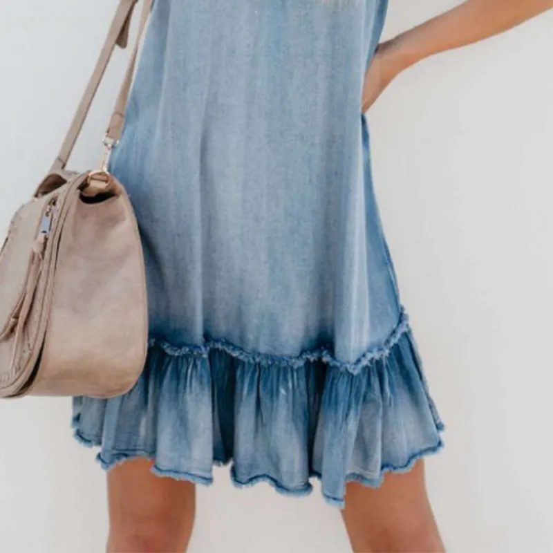 Denim Summer Dress for Women Sleeveless Halter Above Knee Casual Polyester  Midi Dress from Dhgate Basic & Casual Dresses - price 39.4
