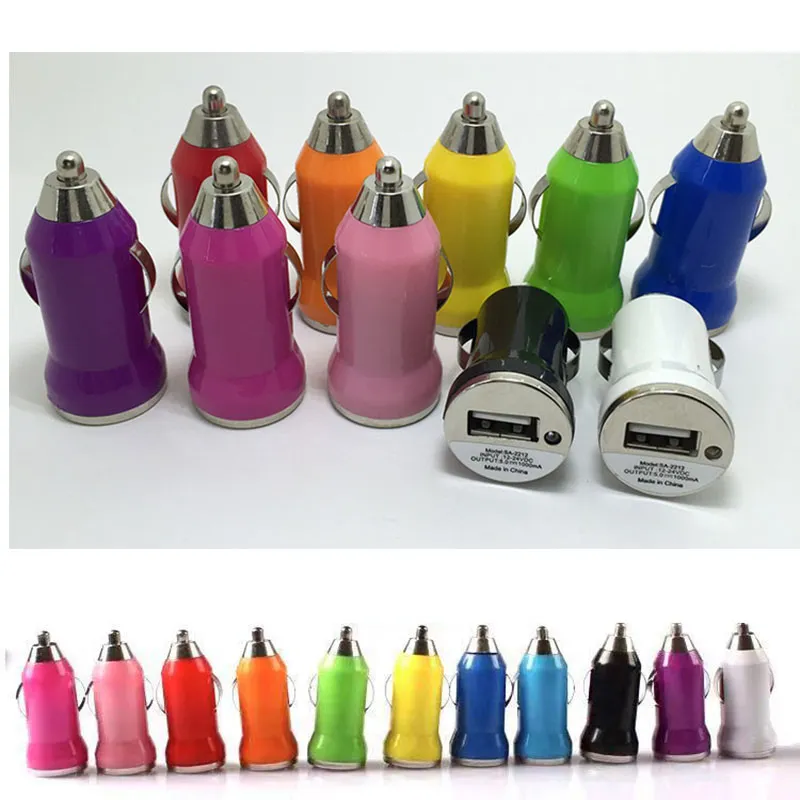 Single USB Car Charger Cheap Mini Colorful Portable 1A Charger Adapter Socket with IC for iphone samsung Huawei Moto LG universal phone