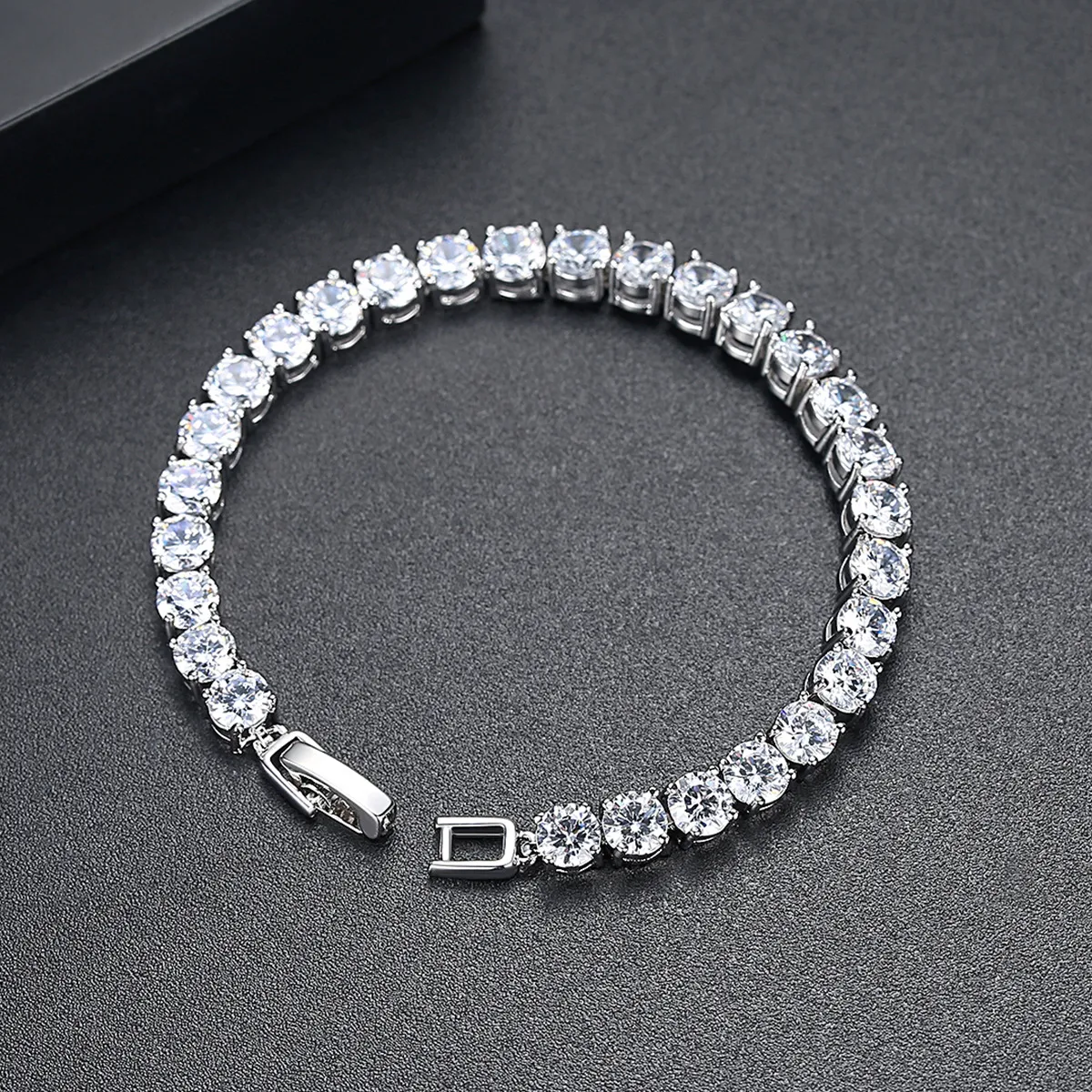 925 Sterling Silver 5MM Cubic Zirconia Tennis Iced Out Bracelet Chain Crystal Wedding Party Jewelry for Women323N