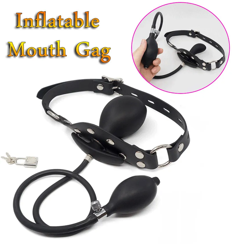 Vuxenspel Avtagbar Uppblåsbar Silikon Analplugg Enorm Dildo Pump Slave Bdsm Bondage Mouth Gag Sexleksaker för kvinnor Par Y200616