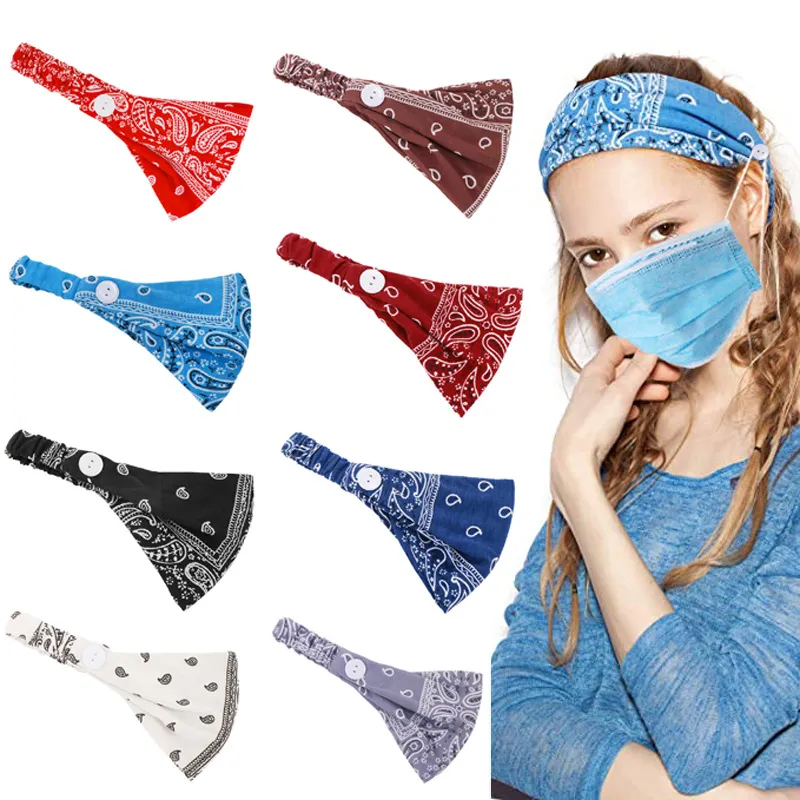 Femmes Paisley Bandana Bandeau Avec Le Bouton Danse Bandeau En Coton  Stretch Serre Tête Dimpression Bandeaux Bande Élastique Cheveux Turban Du  1,61 €