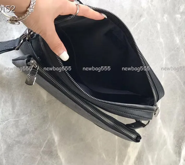 Brand Quality Iconic Men Pochette Trio Messenger Bag Black Grey 