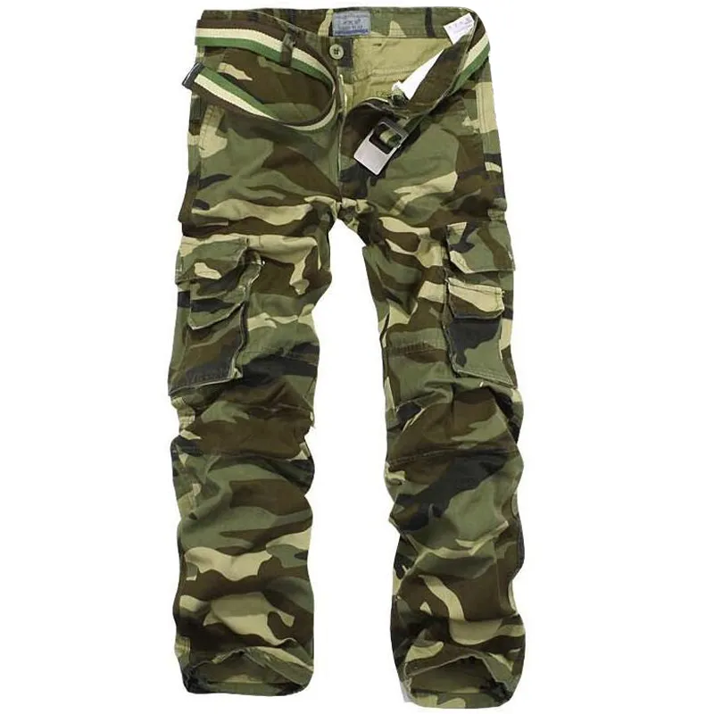 Camouflage spodnie Mężczyźni Multi Kieszonkowy Bawełniane Wojskowe Cargo Camo Spodnie Pantalon Homme Mens Streetwear Kombinezony Wojsko Track Spodnie CX200729