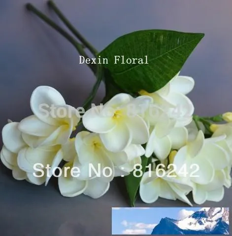 Real Touch Flowers Branco / Rosa / Fushia Frangipani Spray Nupcial / Casamento Buquês, 1 Pc Com Stem10 Frangipani Flores