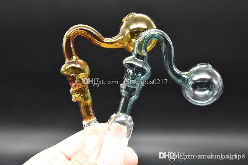 Large Bubbler skull Glass Oil Burner Pipe Cheap Glass Pipes Pyrex Oil Burner Pipes with 14mm 18mm Male Female for glass oil rig bong