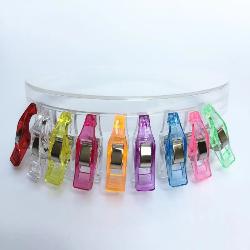 Colorful Transparent Binding Clamp Plastic Wonder Clips Holder for DIY Patchwork Fabric Quilting Craft Sewing Knitting Clip Home Office Supply