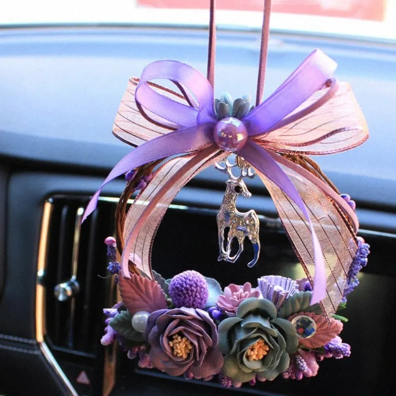 Auto Anhänger Schmuck Kristall Deer Hanging Girlanden Blumen Spiegel  Dekoration Auto Auto Innen Zubehör Frauen Mädchen JqYq # Von 42,23 €