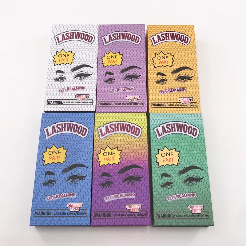 Wholesale empty lashwood box for 16mm-25mm long dramatic mink eyelashes customized logo packaging soft false eyelash vendor