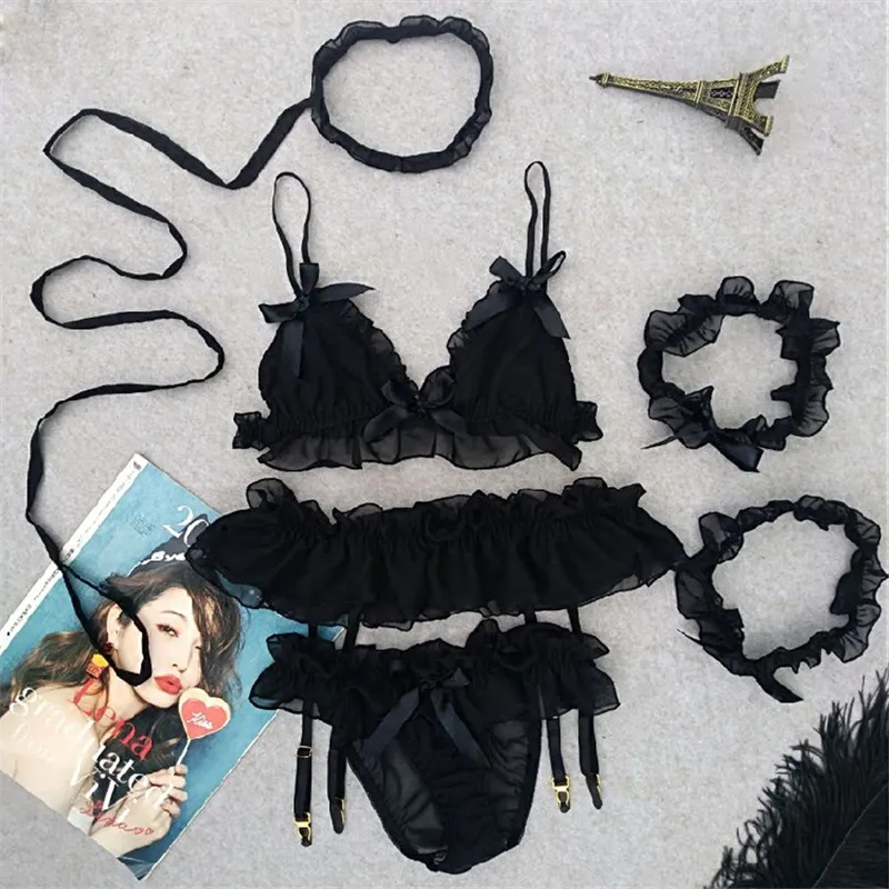 Bras Sets The Tempting Sexy Underwear Bra Panty Set Women Wedding Lingerie  Nightwear Thong With Garter Necklace Leg Ring From Mikety, $44.07