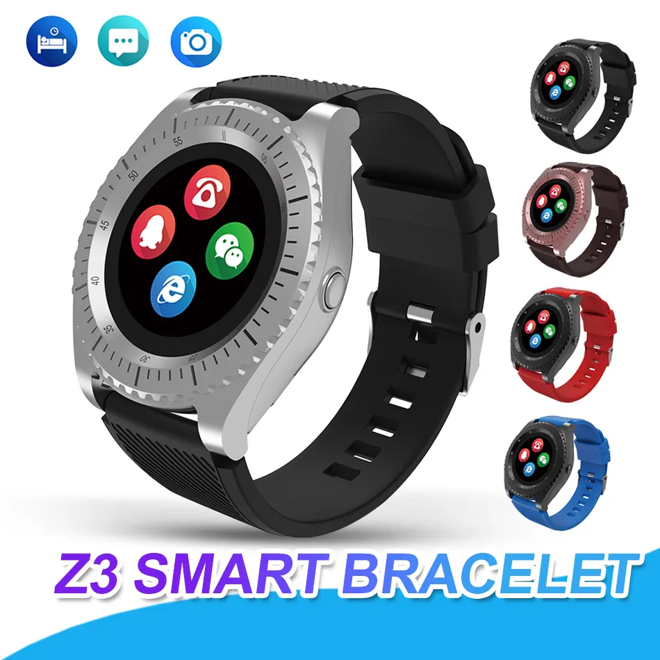 Smart Watch Z3 Bluetooth Wireless SmartWatches com slot para cartão SIM câmera HD Display para Android iOS Universal Cellphones Relógio Inteligen