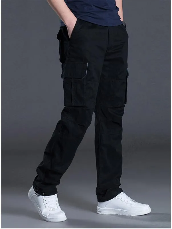 Primavera Autunno Cargo Casual da uomo Baggy Regular Pantaloni di cotone Pantaloni tattici da combattimento maschili Multi tasche 244