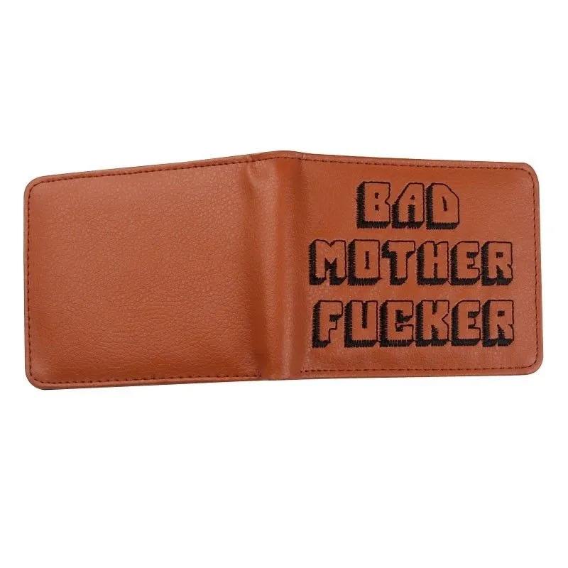 Whole-PULP FICTION cuir véritable brodé marron BAD MOTHER F KER avec porte-carte portefeuilles pour hommes Bolsos Mujer 295O3143