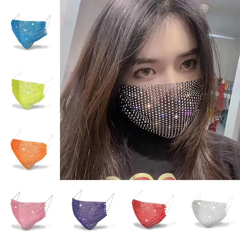 Hot sale with diamond designer face mask unscreen women masks in summer Europe and the United States decorative mask trend rhinestone masks