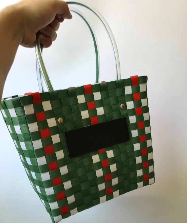 2020 HOT Weave Shopping Bag Summer Beach Bags Shouder Handbag Striped Knitted Shop Totes Knitting Basket Bags Home Storage Bag