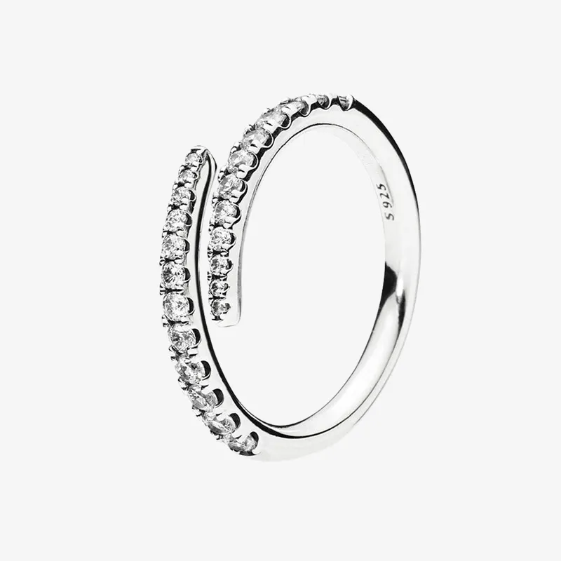 Novas linhas de chegada de sparkle anel mulheres casamento cz diamond jewelry com caixa de presente original para Pandora 925 esterlina prata anéis conjunto