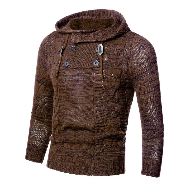 2025春大特価セール! Mens Hooded Sweater With Buttons Autumn/Winter Cotton Jumper Clothing