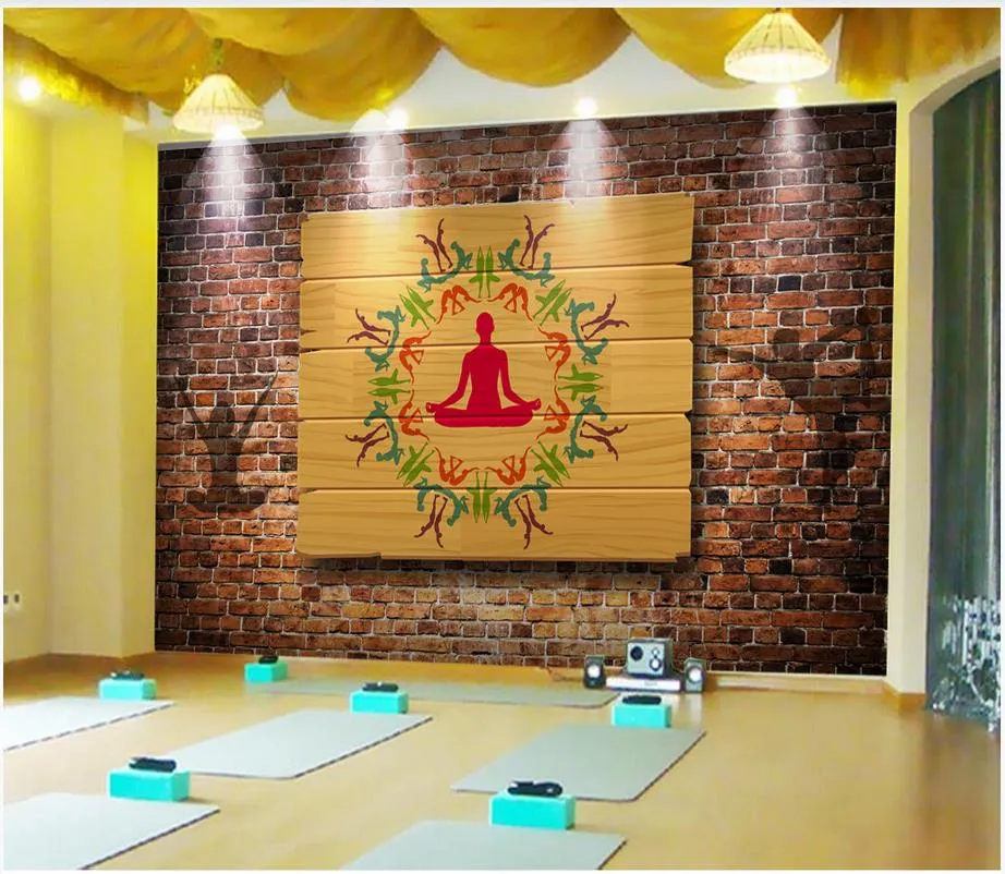 Nostaljik Yoga Stüdyosu, Fitness Görüntü Duvar Takım Arka Plan Duvar