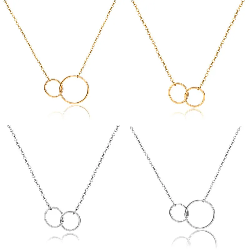 Isang 2020 Nuovo Casual Doppio Cerchio Collana di Design Argento Catena d'Oro Donne Iniziale Eternità ad Incastro Cerchio Collana con Pendente Infinito