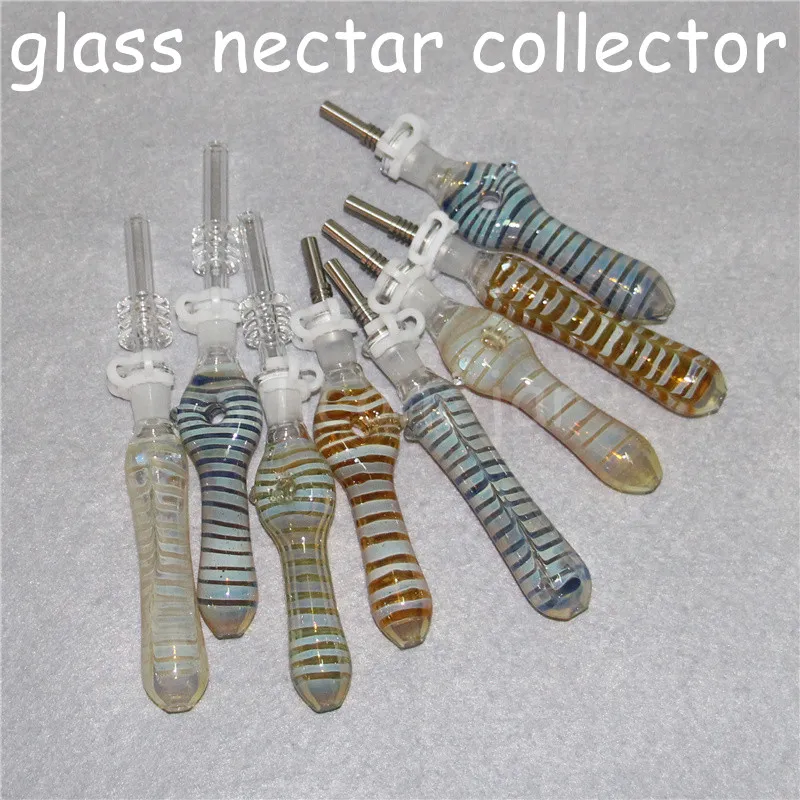 Mini conduites d'eau en verre Nectar, narguilés avec clou en titane GR2, concentré de 10mm, plates-formes pétrolières en paille Dab