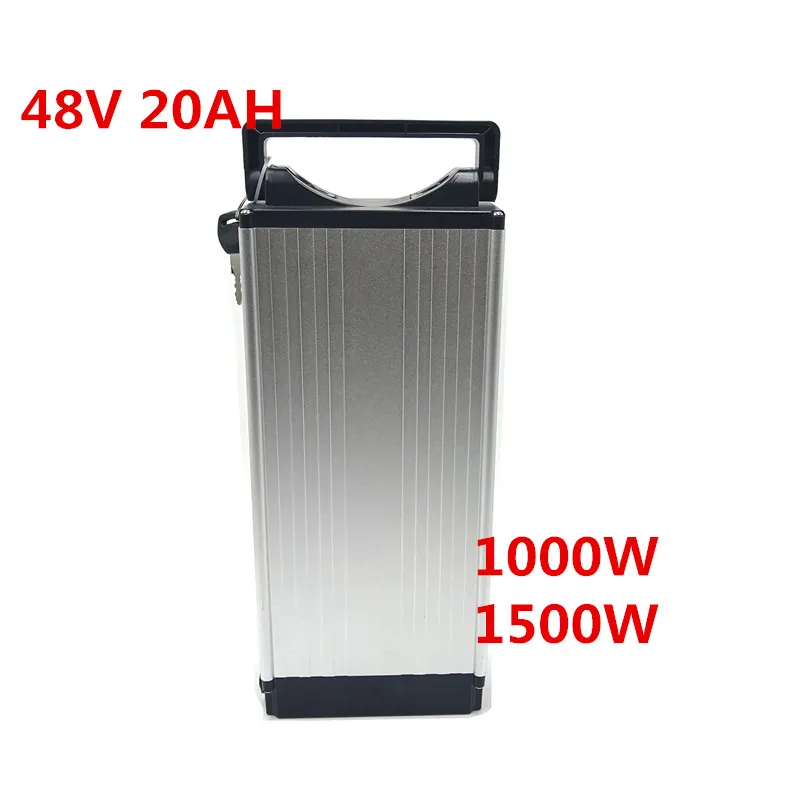 48V 1000W elektrisk cykelbatteri 20Ahs bakre rack litiumjon med 30A BMS 54.6V 3A laddare