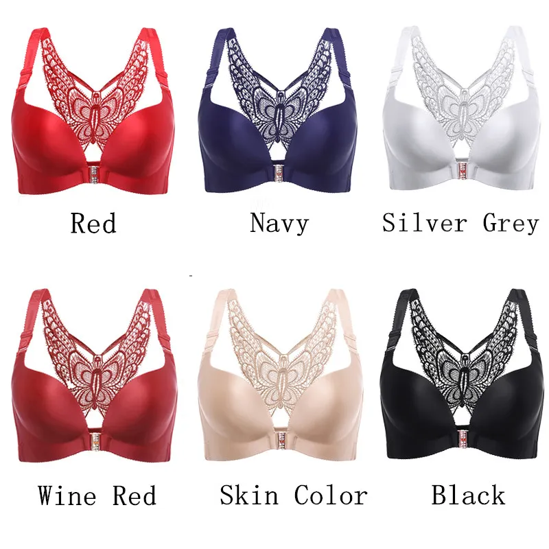 Seamless front closure bra butterfly adjustable push up bra plus