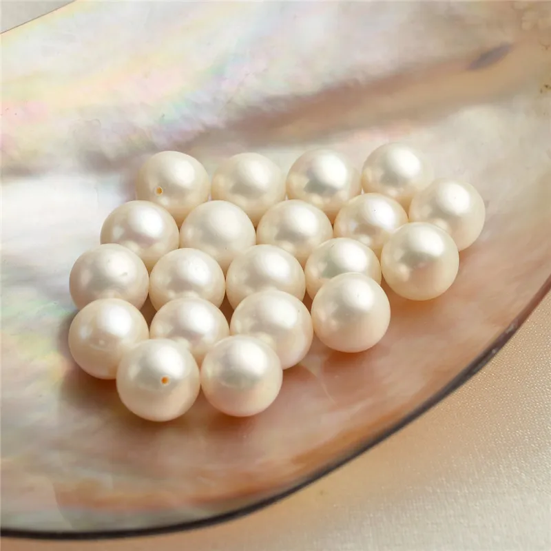 50 Pieces Wholesale 9-9.5mm Round White Freshwater Pearls Loose Beads Cultured Pearl Half-drilled or Un-drilled