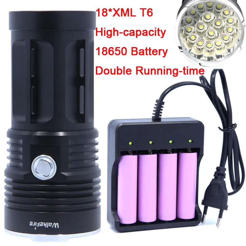 Фонарические светильники 18Т6 40000 люменов светодиодные вспышки 18 * XM-L T6 лампа факела для охотничьего лагеря Используйте аккумуляторную батарею 18650
