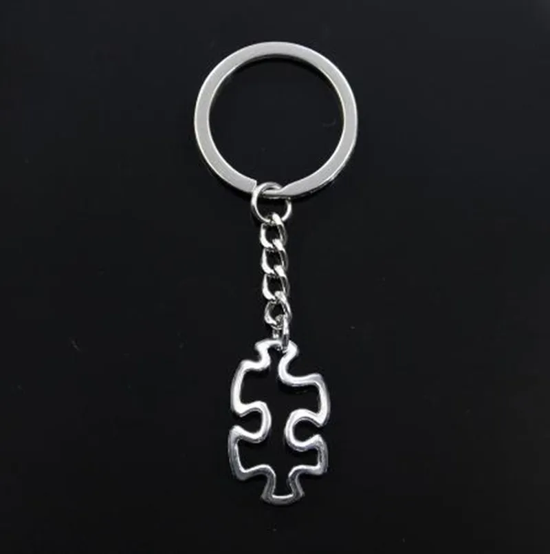 20pcs/lot Key Ring Keychain Jewelry Silver Plated Jigsaw Puzzle Piece Charms Pendant key Accessories new