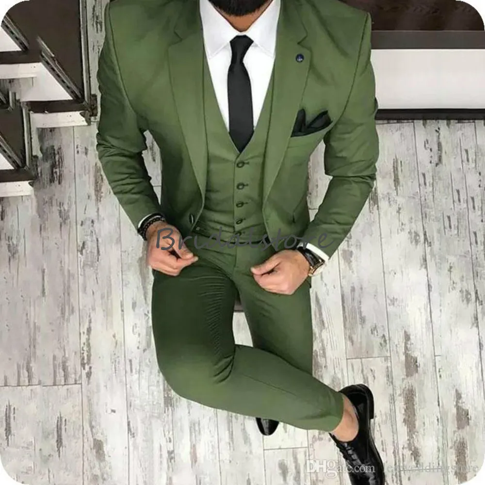 Fancy Green Groom Suits For Men Three Piece Man Blazer Evening Prom Men Dinner Wedding Tuxedos Great Gatsby Men Tuxedos Groom Wedding Suit