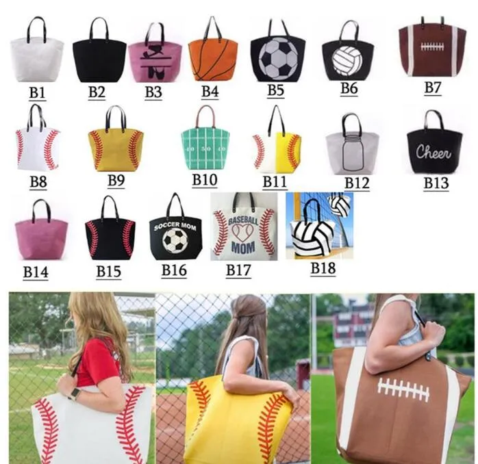 Outdoor Beach Bag Sport Canvas Handtassen Softball Baseball Tote Football Shouder Tassen Meisje Volleyball Teen Opbergzakken