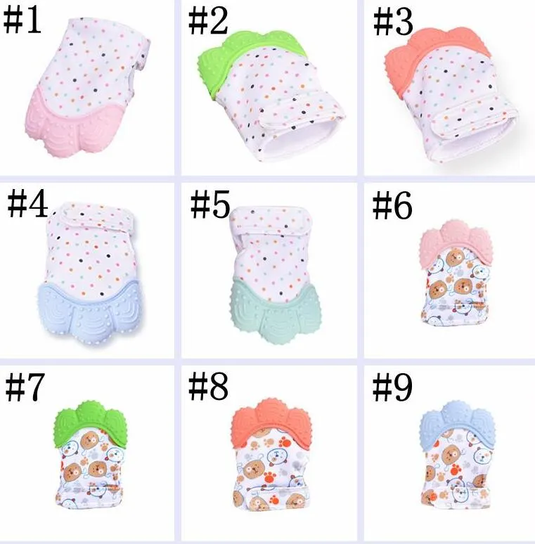 Teether Gloves Newborn Grind Teeth Chew Sound Toys Silicone Grind Children's Mittens Teething Pain Relief Practice Toys Maternity LSK334