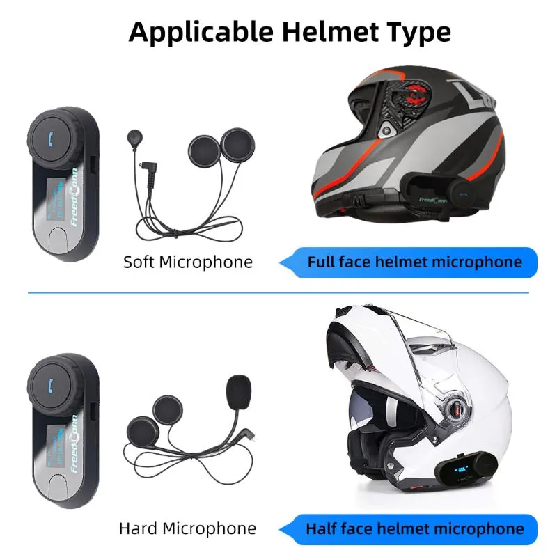 WAYXIN - Casque moto sans fil T2 - Oreillette Bluetooth avec microphone -  Système