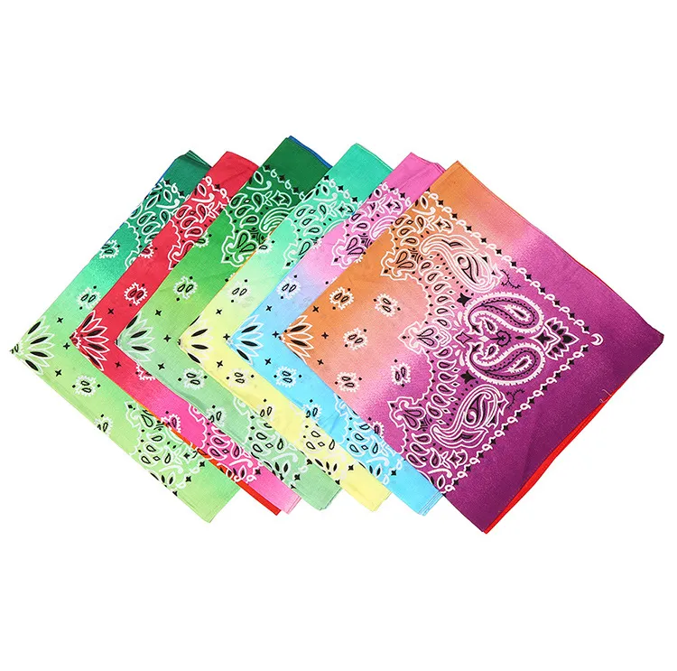 Gradient Bandanas Unisex Cotton Paisley Hip Hop Bandanas 21.7x21.7in 55x55cm Gradient ...