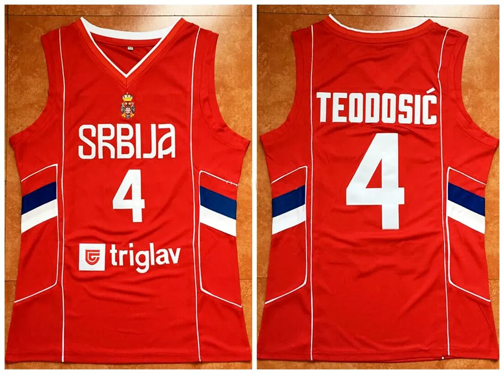 Milos Teodosic #4 Serbia Srbija National Basketball Jersey Jersey Nume Nume Name Name Thore Thine Size XXS-6XL VEST NCAA