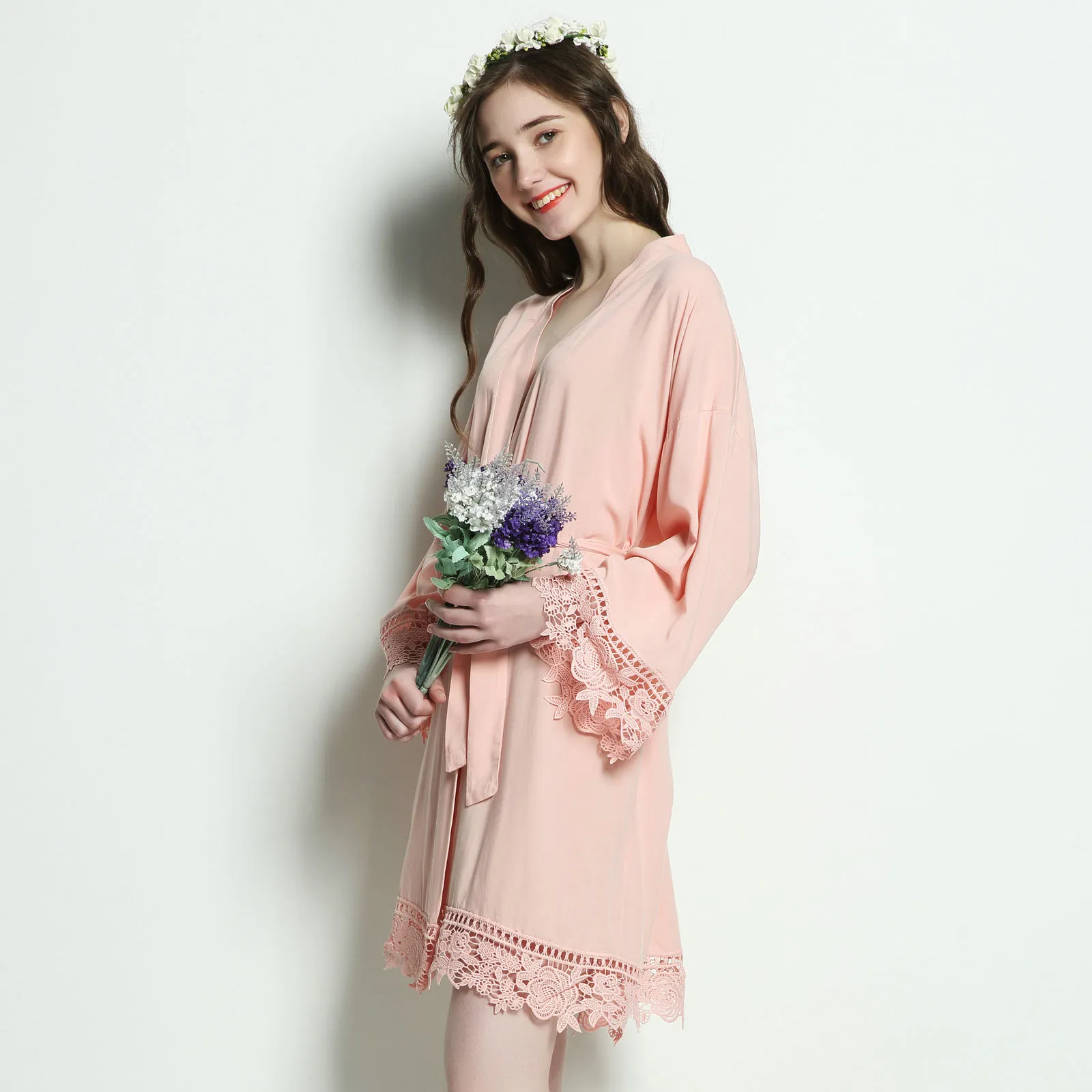 New Fashion Rayon Cotton Night Robe Bathrobe Pyjamas Wedding Bride Bridesmaid Robes Dressing Gown for Women Pajamas Nightdress