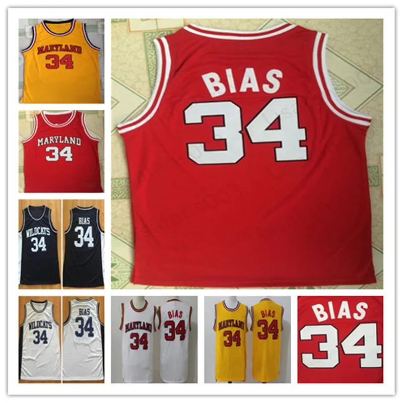 1985 Jerseys de basquete de Maryland Terps Vintage Len Viés Northwestern Wildcats High School costurou camisas masculinas S-xxl