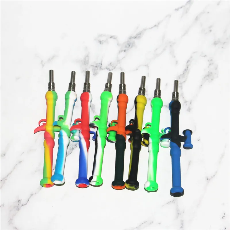 smoke Pipes RPG silicone Nectar kit portable Concentrate with 10mm Titanium Tip Dab Straw Oil Rigs pipe for wax container