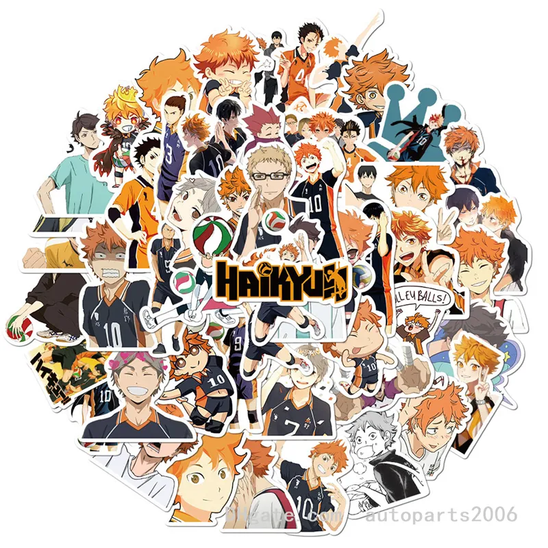 52pcs/Lot Wholesale Cartoon Anime Haikyuu Cute Stickers For Kids Toys Laptop Guitar Notebook Refrigerator Suitcase Skateboard Bottle Decals