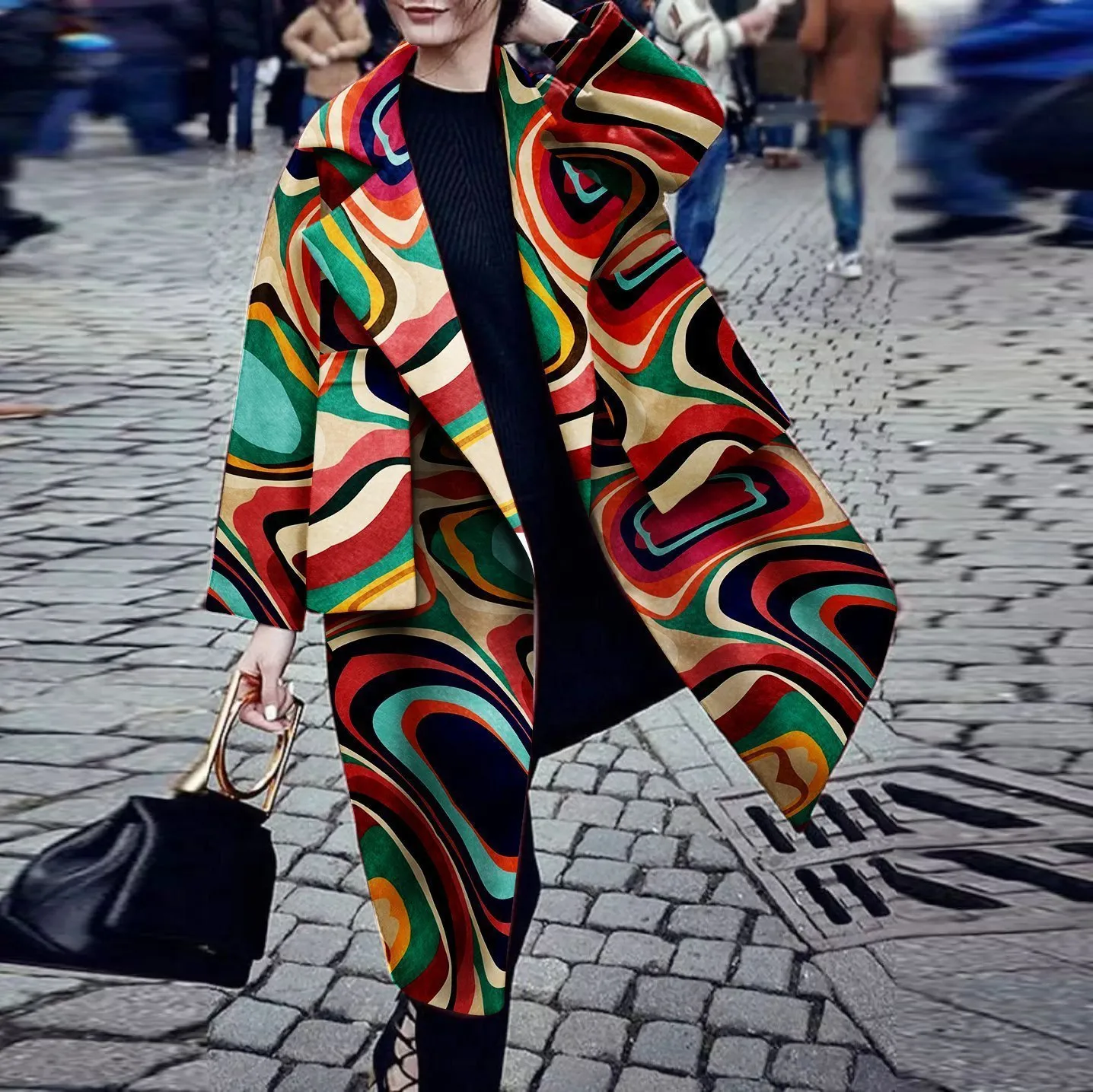 패션 여자 겨울 스웨터 따뜻한 디자이너 모직 코트 디자인 X-긴 혼방 모직 패치 워크 자켓 윈드 브레이커 테디 양털 캐주얼 재킷
