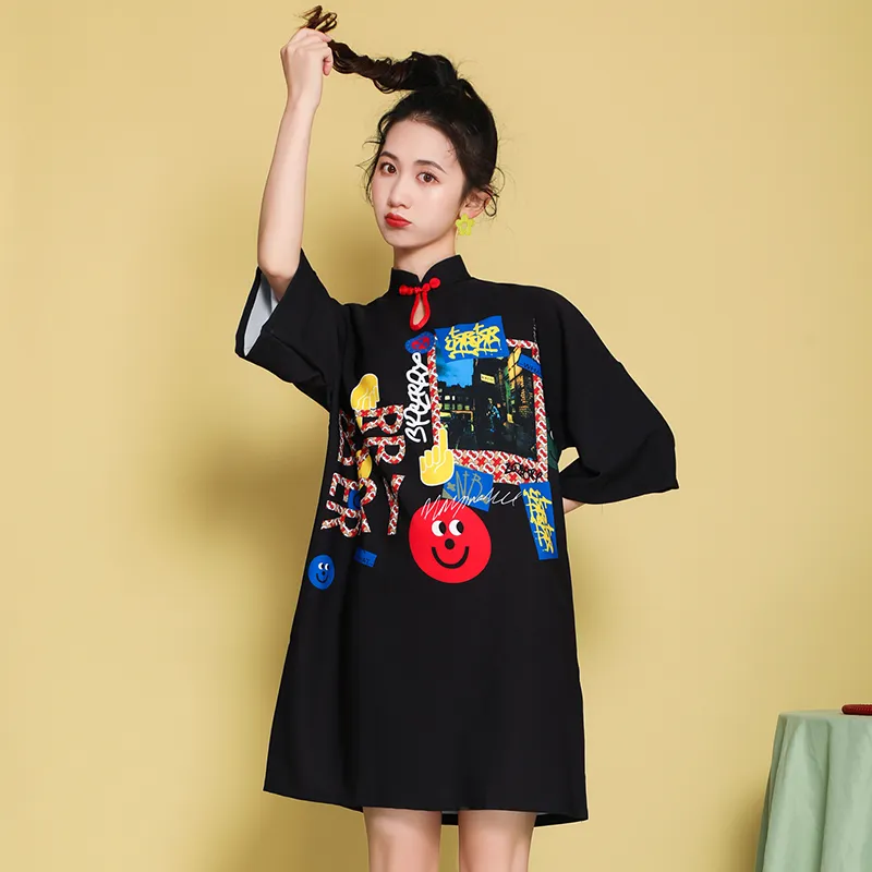 Etnische Kleding Zomerjurk Retro Chinese Stijl Verbeterde Cheongsam Meisje Mini Elegante Dameskleding Van 40,11 € | DHgate