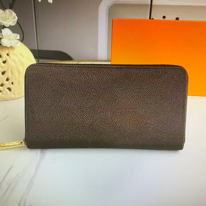 Lyxdesigners ZIPPY Plånbok för män Fodral Läder Canvas 8 kreditkortsfack Lång dragkedja Kvinna Plånböcker Mode Korthållare Handväska Kvinnor Zip Clutches Väska med låda