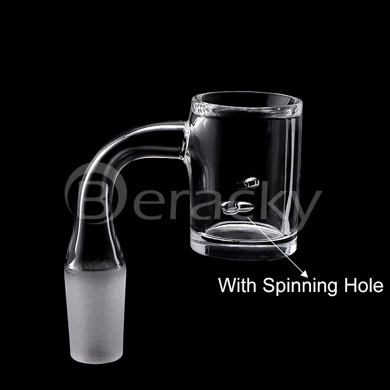 New Beveled Edge Quartz Banger With Spinning Hole 3mm Wall 25mmOD 10mm 14mm 18mm 45&90 Male Female Quartz Bangers Nails For Dab Rigs