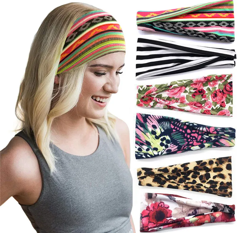 Blumen bedrucktes Yoga-Sport-Stirnband, breites Schweißband, Kapuze, Damen, Herren, Fitnessstudio, Workout, Fitness, Radfahren, Laufen, Stirnbänder, modisches Geschenk