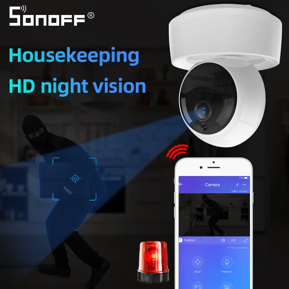 SONOFF GK-200MP2-B 1080P HD Wireless Smart Wifi Camera IP Mini Ewelink 360 IR Baby Monitor Security Alarm work with Google Home