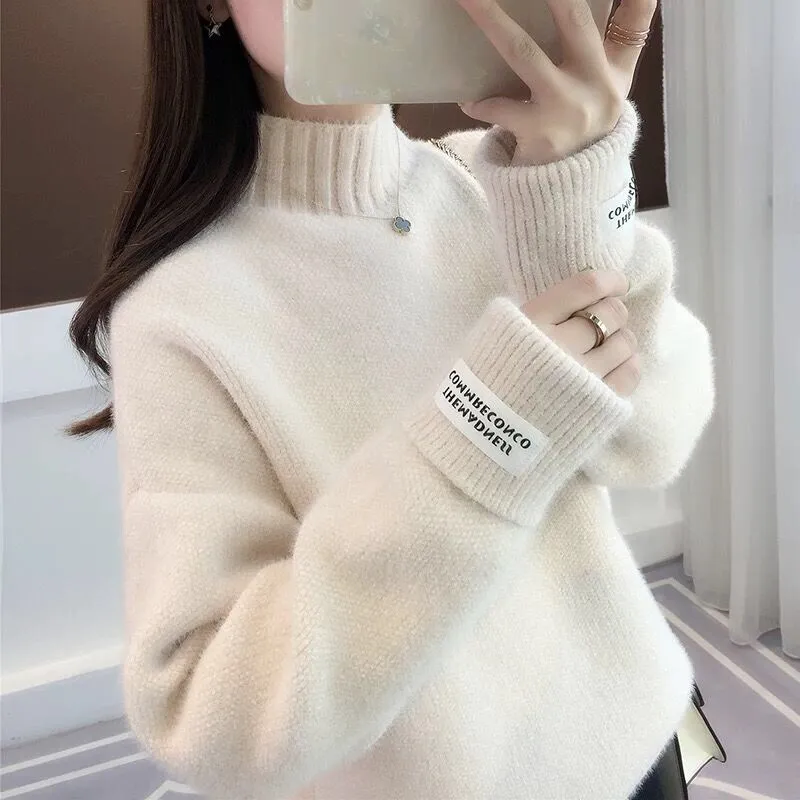 Lucyever Winter Women Pellover Sweater Fashion Turtleneck с длинным рукавом.