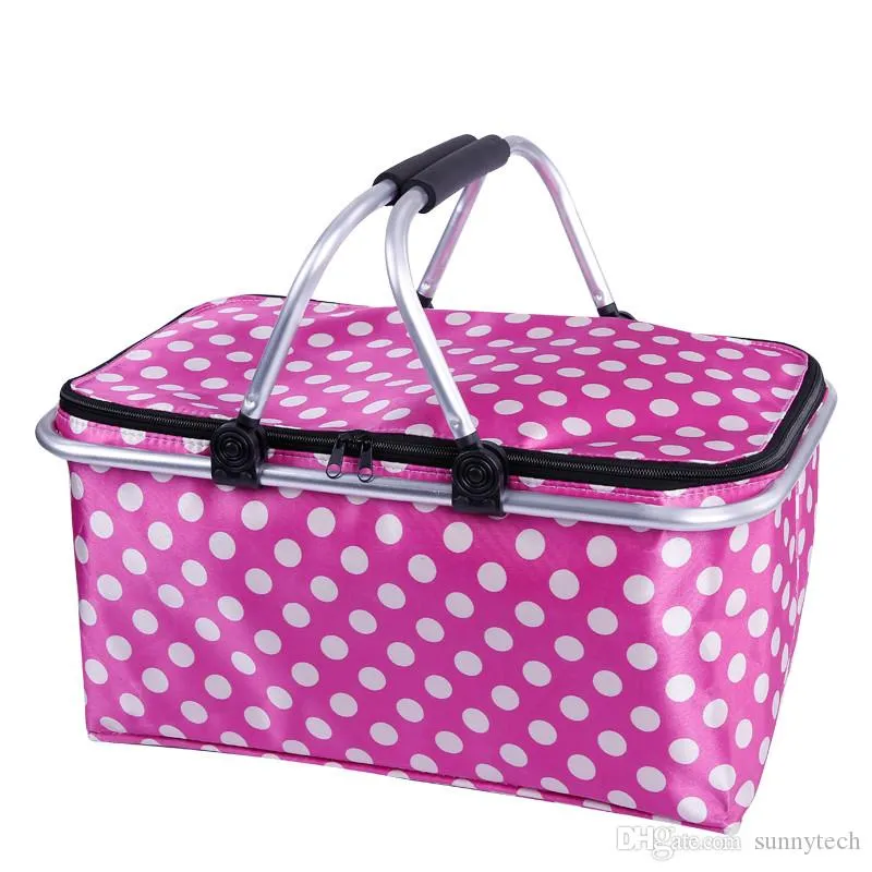 Pink Black Blue Picnic Baskets Folding Outdoor Camping Cooler Insulated
