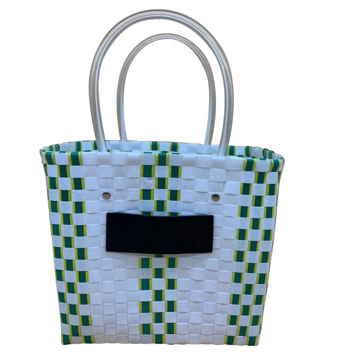 2020 HOT Weave Shopping Bag Summer Beach Bags Shouder Handbag Striped Knitted Shop Totes Knitting Basket Bags Home Storage Bag