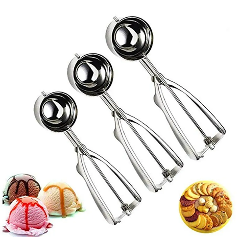 Cuillères à crème glacée en acier inoxydable Biscuits aux fruits Boule ronde Maker Cuillère Outils de crème glacée Cuisine Bar Outils Accessoires HHA1469