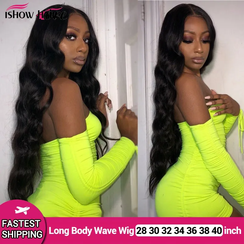 Ishow 28 32 40 inch Long Menselijk Haar Pruiken Kant Pruik Natuurlijke Kleur 13x4 13x6 5x5 4x4 Yaki Rechte Kinky Krullend Water Losse Diepe Body Wave Hoofdband Pruik Pony for Women